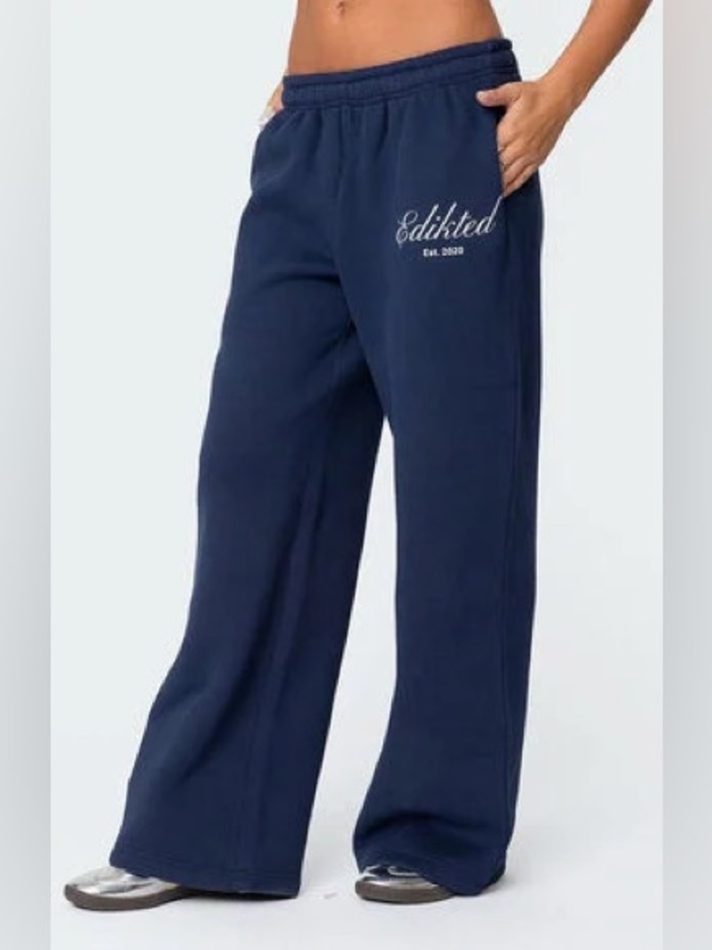 Edikted | Navy Wide Leg Sweatpants